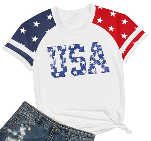 Image of Ithalt Boys Girls USA Shirts Kids 4th of July Shirts American Flag Tshirt Patriotic Top Independence Day Outfit 5-13y
