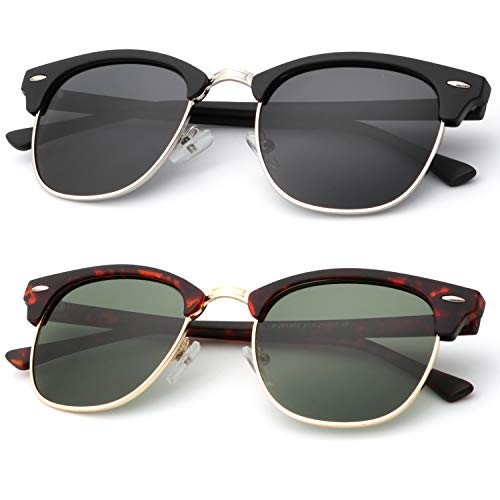 Polarized Sunglasses for Men and Women Semi-Rimless Frame Driving Sun glasses 100% UV Blocking