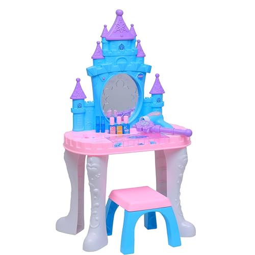 Zippy Toys, Brinquedo Penteadeira Mágica Castelo de Neve Eletrônica com 14 Acessórios - Rosa e Azul