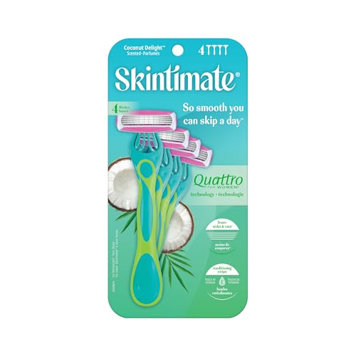 Skintimate、Skintimate Coconut Delight 女性用使い捨てカミソリ、4個