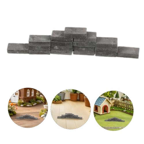 Warmhm 100 StüCk Realistische Mini-Ziegelmodelle Graue Bausteine Modelle FüR DIY-Puppenhaus-Gartenlandschaftsdekoration Und Bastelprojekte