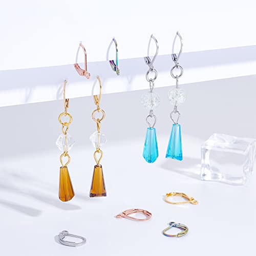 Dicosmetic 40Pcs 4 Colors About 10Mm 304 Stainless Steel Leverback Earring Findings French Ear Hook Earrings Leverback Earring Components With Open Loop For Earring Jewelry Making,Hole:1.2Mm #TOP2