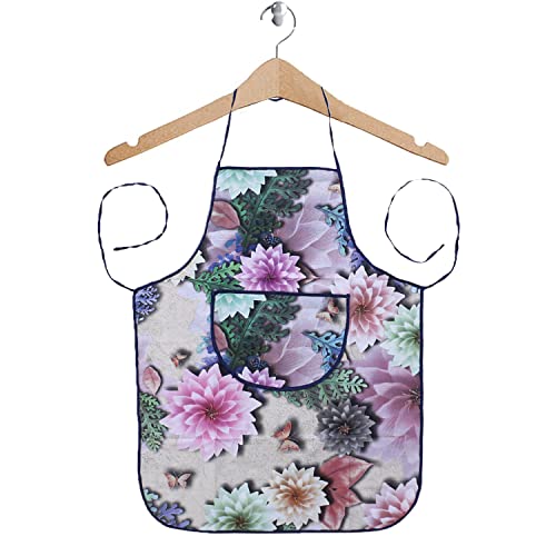 Image of Kuber Industries Apron|PVC Unique Floral & Strips Print Kitchen Chef Cloth|Waterproof Centre Pocket Apron With Tying Cord for Men & Women,Pack of 2 (Multicolor)