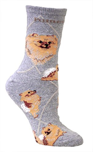 Zmaomaoy Wheelhouse Pomeranian Gray Ultra Lightweight Cotton Crew Socks (One Size Fits Most) Made in USA