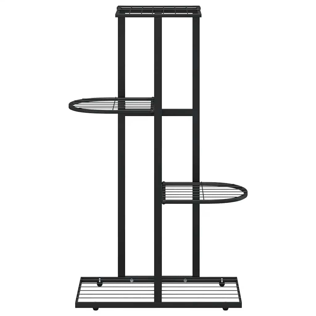 Portavasi a 4 ripiani, 43 x 22 x 76 cm, in metallo, nero | Robusto, durevole, salvaspazio, per interni ed esterni, facile da pulire