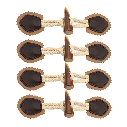 Baoblaze 4 conjuntos de couro pu costurar no fechamento de alternância com botão de chifre para jaqu