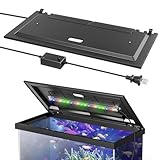 Blosail LED Aquarium Hood, Fish Tank Cover with Adjustable-Brightness Colored Light Tubes, Replaceable Full-Length Bulb, Fits 24-Inch Framed Aquariums, Black