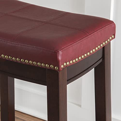 Linon Claridge Red Counter Stool, 26" X 18" X 12.75" #TOP3