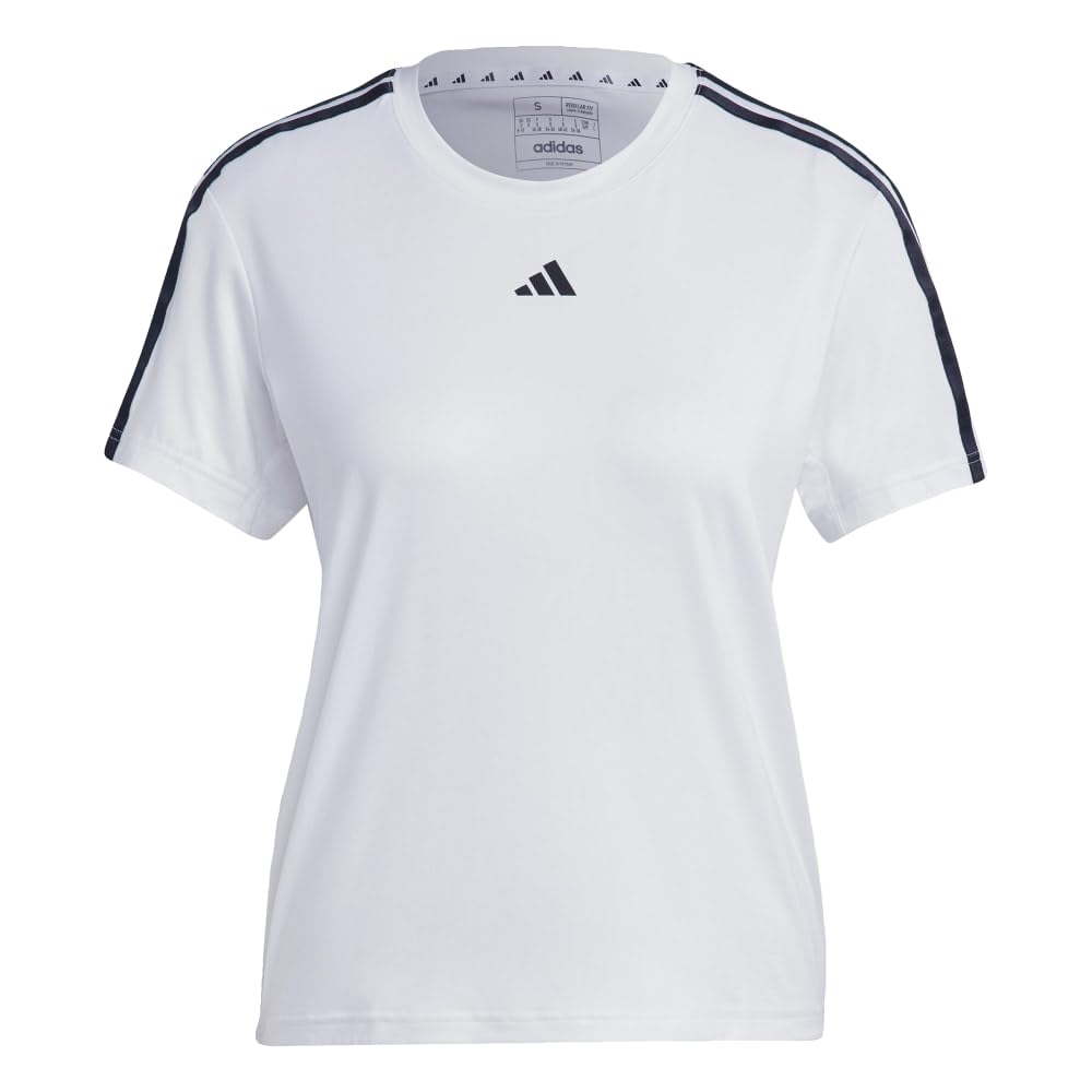 adidas Women's AEROREADY Train Essentials 3-Stripes Tee, White/Black, XL