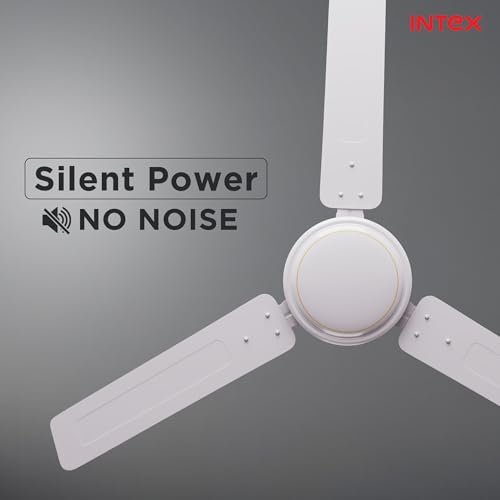 Image of Intex Aero Silk 1200MM Ceiling Fan 3 Blade 380 RPM | High Speed Motor 210 CMM | Air Delivery 50W Low Power Double Ball Bearing | Rust Proof Body 3 Speed Control 24 Month Warranty (White)