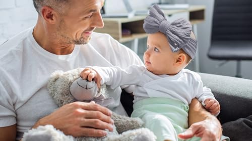 Baby Nylon Headbands Soft Hair Bow Elastics Hairbands Accessories for Baby Girls Newborn Infant Toddler Kids (Blue)3