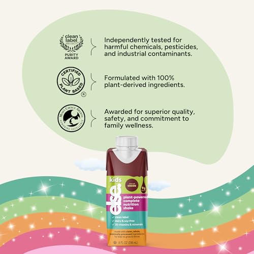 Image of Else Kids Nutrition Shake Chocolate, 2-12 Years, Dairy Free,8 fl oz 16 Pack | Plant-based ready-to-drink shake with 25+ vitamins & minerals. Dairy & gluten free for everyday nutrition.