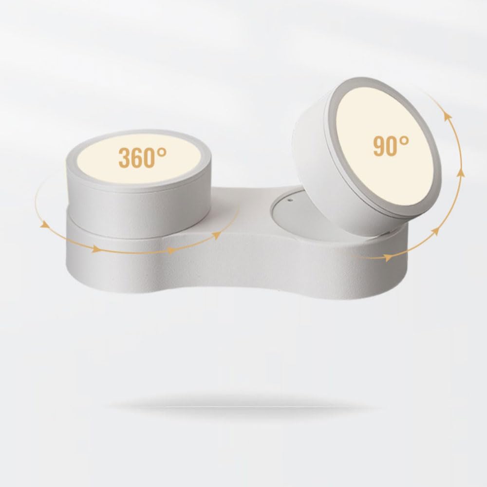 Genérico Foco De Techo Doble Ajustable, Aluminio, Alto CRI, Sin Parpadeo | Rotación De 360°, Plegado De 90°, Luz Cálida De 3000k (12w*2), Para Pasillos (12w*2 Warm light 3000K)