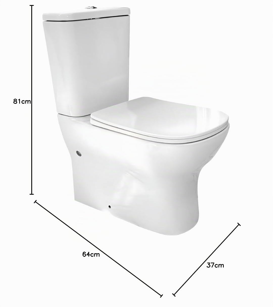Inodoro Completo Rimless con Cisterna y Tapa UF. WC Suelo | Salida Dual Horizontal y Vertical. Váter de Porcelana Blanca con Doble Descarga 3/6L, Cierre Suave y Tapa Desmontable