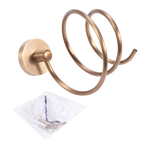 Glomora Hair Dryer Holder, Antique Wall Mount Solid Brass Hair Dryer Holder, Space-Saving, Rust-Resistant, Elegant Design for Bathroom, Bedroom, Hotels & Spas