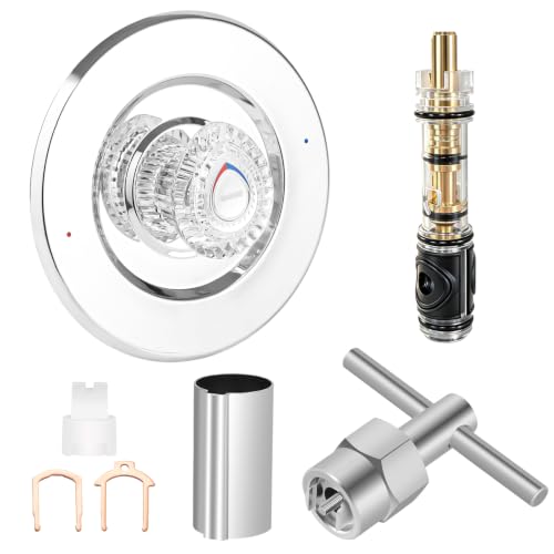Image of Shower Trim Kit, Compatible with Moen T470 Chateau Shower Trim Kit, With Replacement Cartridge and 104421 Removal Tool, Escutcheon, Shower handle, Tubes and Screws, Chorme