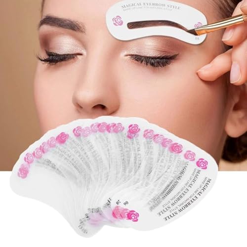 24 PCS Eyebrow Shaping Stencils, Kalolary Eyebrow Grooming Stencil Kit Shaping Templates DIY Tools for Eyebrows Shaping
