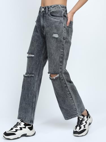Image of Tokyo Talkies Women's Straight Fit Cropped Jeans| Mid-Rise| Jeans Pant
