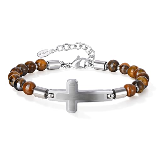 Pulsera cruz cristiana ajustable para hombre miniatura 1