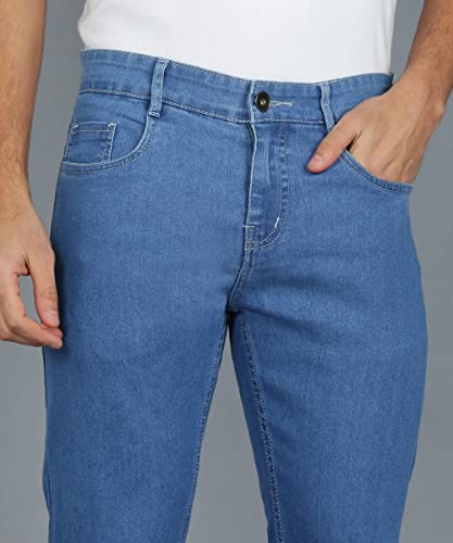 Image of Men's Light Blue Regular Fit Solid Jeans Stretchable