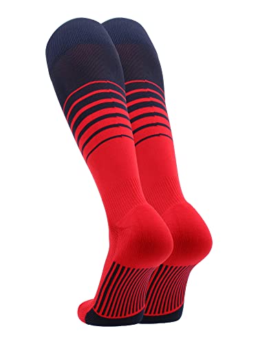 Image of TCK Elite Breaker Striped Socks | Over-the-Calf Soccer Baseball Softball Socks | Extra Stretch for Shin Guards | USA Made