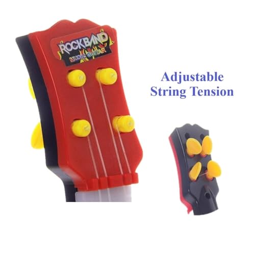 Image of VGRASSP 4 String Stylish Musical Toy 15 inch Rock Band Music Guitar for Children, Kids Handheld Best Toy Gift with Light for Girls & Boys, Color as per Stock