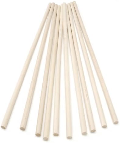 300mm Wooden Sticks - Hardwood Dowels Poles 6mm Diameter 10 Pack