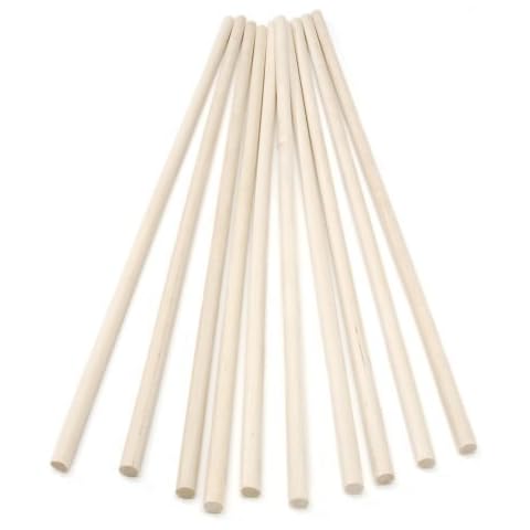 300mm Wooden Sticks - Hardwood Dowels Poles 6mm Diameter 10 Pack Cover