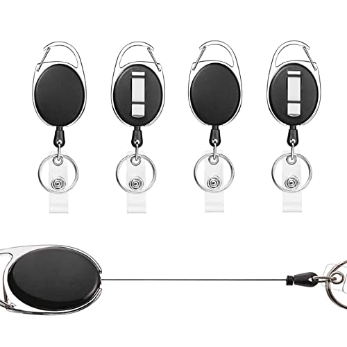 Porta badge retrattile, 4 pezzi portachiavi