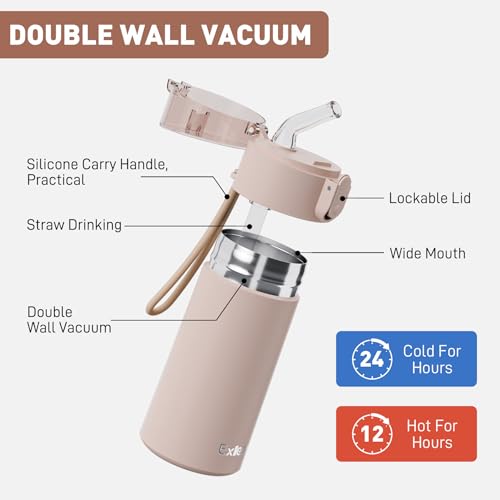 5oz Small Water Bottles with Straw, Mini Water Bottle with One-Hand Open Design, Leak-Proof Locking Lid for Hot&Cold Drinks, Small Travel Water Bottle - 100% Leakproof for School, Travel...(Mocha) by Exllena - Image 3