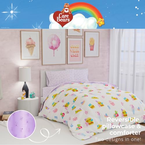 Image of Care Bears Food Snacks 7 Piece Super Soft Cozy Reversible Comforter and Sheet Set with Sham, Full, (Officially Licensed Product) By Franco Collectibles