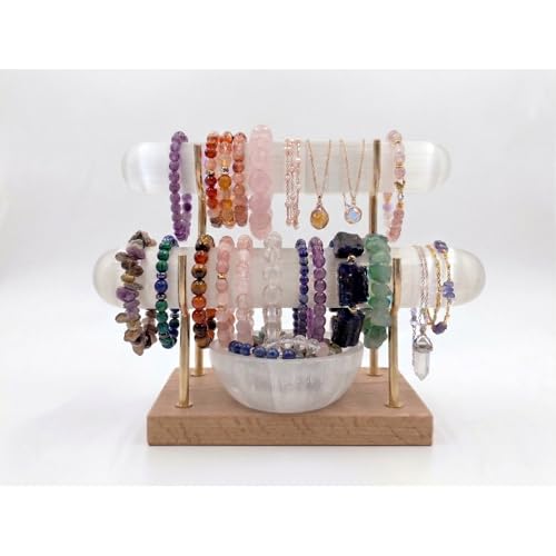 Large Selenite Bracelet Holder Stand and Large Selenite Charging Bowl Set