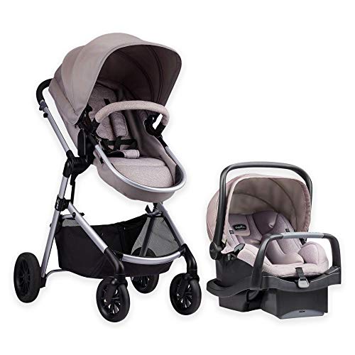Image of Evenflo Pivot Modular Travel System with LiteMax Infant Car Seat with Anti-Rebound Bar (Desert Tan)