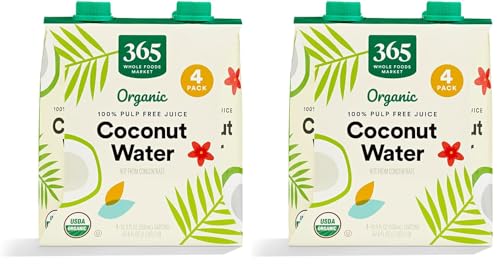 Image of 365 by Whole Foods Market, Organic Coconut Water, 100% Pulp-Free Juice, 16.9 Fl Oz per Carton, (Pack of 8)