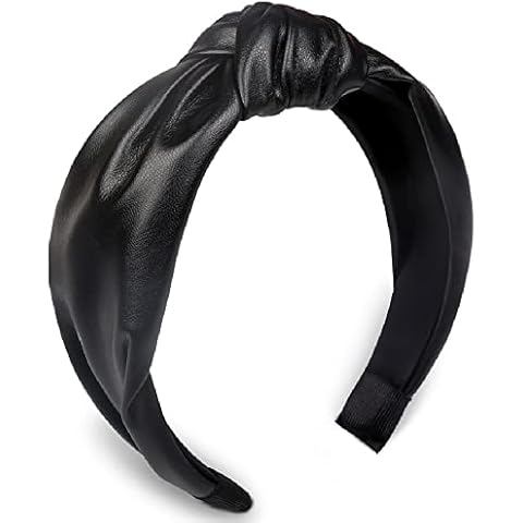 Huachi Headband, Knotted Headbands for Women Black Leather, Fashion Headbands for Women Top Knot Headband for Girls Cover