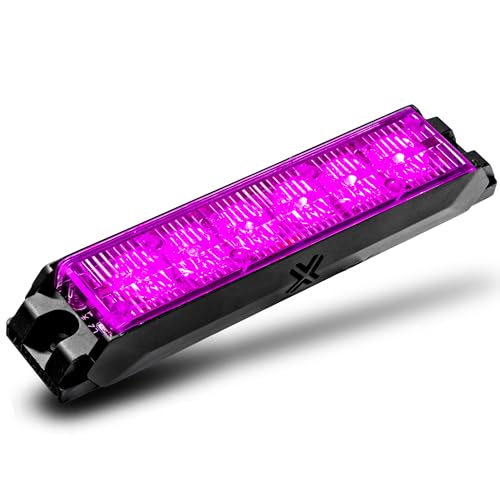 Image of LAMPHUS NanoFlare 5 inch 6W Purple LED Surface Mount Police Grill Strobe Warning Light [Sync-able Modes] 12V Rectangle Grille Flashing Emergency Fire Light for Funeral Escort Service Vehicle Car