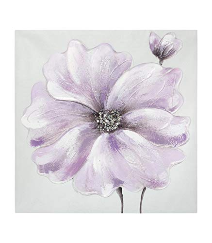 Atmosphera - Toile Peinte Fleurs encadrée 48x48 cm - Violet