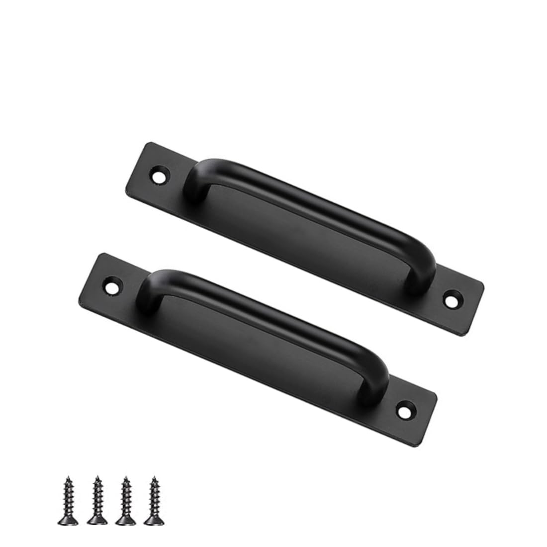 LuoQiuFaBarn Door Handles 2 Pack Sliding Door Handle 5.8" Gate Handles Hardware,Black Cabinet Handles Door Pull Handle Aluminium alloy Door Pulls with Plate for Sliding Closet Door Handle
