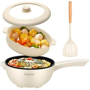 1500W 4L Large Capacity Electric Cooker, Multi-Function Non-Stick Electric Hot Pot, Rice cooker, Noodles Pot, for Steak/Ramen,Family/Gift/Dorm Essentials (Steamer & Silicone Spatulas Included)