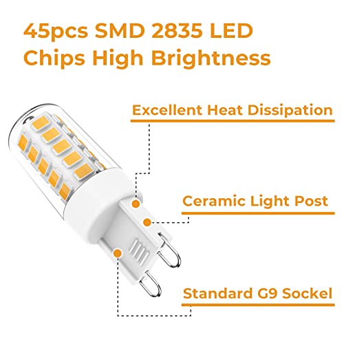 Aegislogic G9 Led Bulb 2700K Dimmable Soft Warm White for Daylight Light 330 lumens 3W Equivalent 10W 20W 30W Halogen Light Repalcement 4 Pack - Image 4