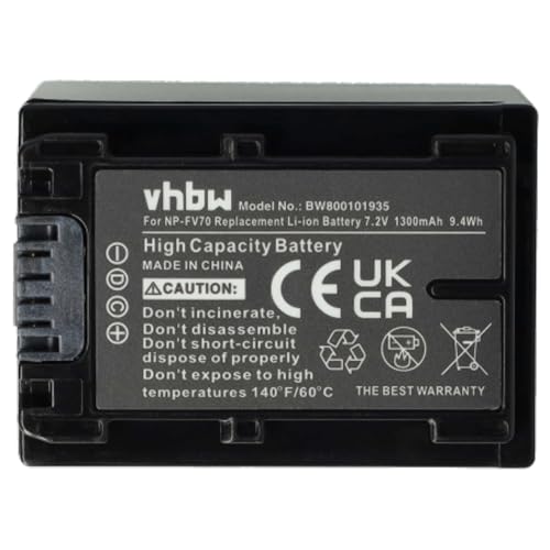 vhbw 3X batería Compatible con Sony DCR-SR200E, DCR-SR37E, DCR-SR38E cámara de vídeo (1300 mAh, 7,2 V, Li-Ion) con Chip - imagen 3