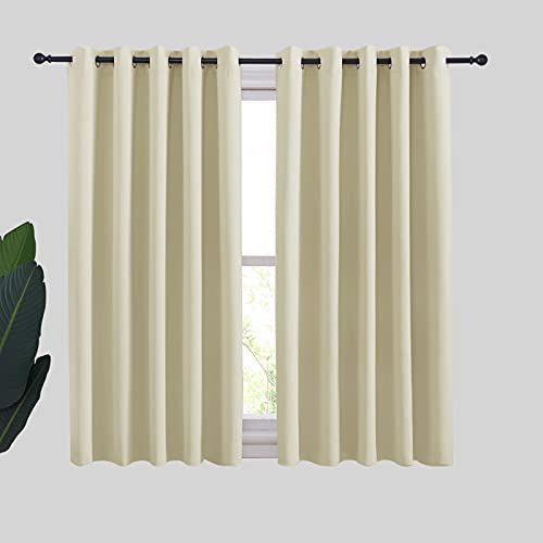NICETOWN Room Darkening Curtain Panels for Cafe, Thermal Insulated Grommet Room Darkening Draperies/Drapes for Window (Beige, 2 Panels, W70 x L54 -inc