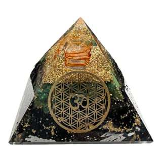 Black Tourmaline and Green Aventurine Orgone Pyramid, Wealth, Health, Meditation Gift, Heart Chakra, Abundance, Manifest, Healing
