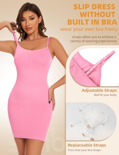Image of SLIMBELLE Shapewear Dress Slip for Women Tummy Control Adjustable Spaghetti Full Slip Seamless Body Shaper for Under Dresses