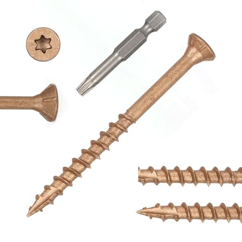 Image of Wood Screws #10 x 2-1 /2'', T25 Star Torx Drive Flat Head Deck Screws, Brown, 79Pcs (1lb)