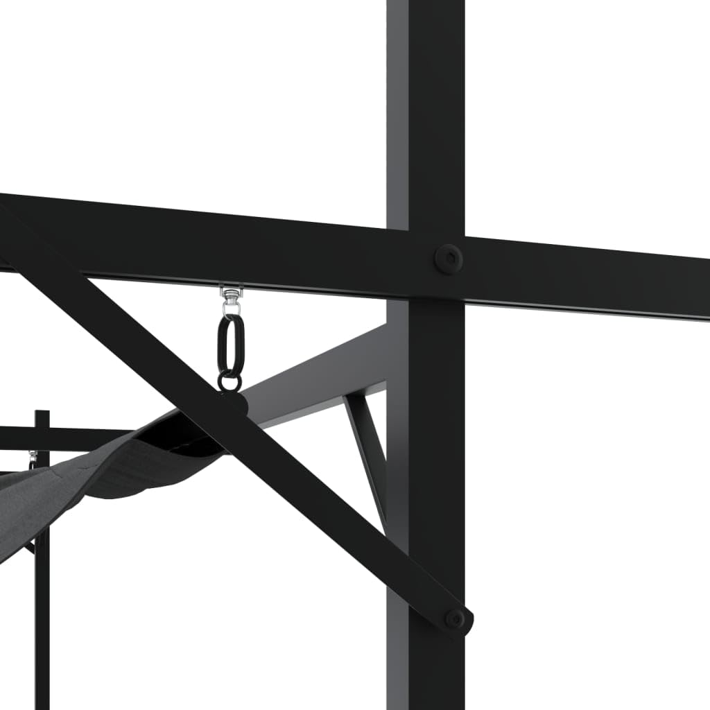 Pergola con Tetto Retrattile Antracite 295x292x230 cm,Pergolato in Legno impregnato, per la Protezione dal Sole e Arredamento Esterni