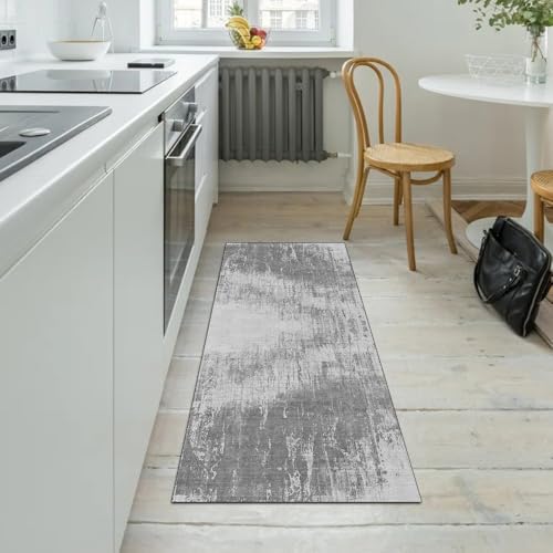 Alfombra pasillo 70 x 180 cm gris oscuro antideslizante lavable hogar 5