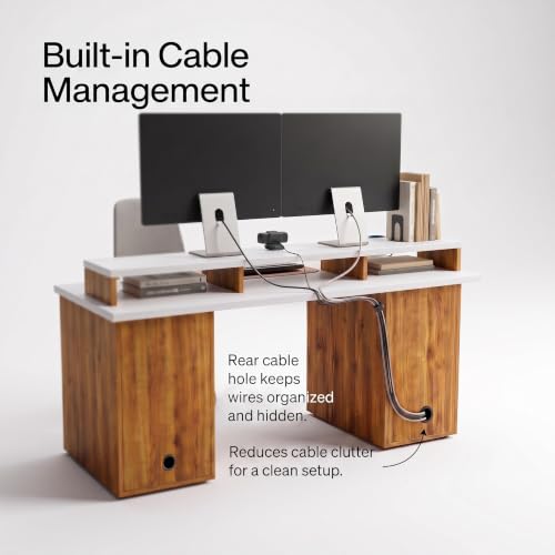 Image of FFO Nova Computer Table for Home with 2 Side Storage & Drawer, 150 X 60 Large Size Top with Moniter Raiser Shelf | (DIY)