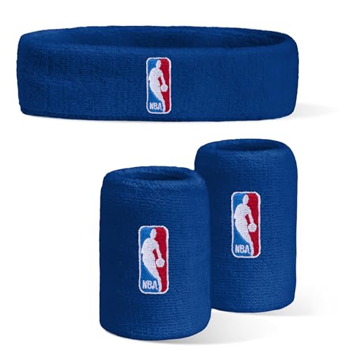 For Bare Feet NBA Classic LOGOMAN Headband & Wristband 3 Pack Royal OSFM