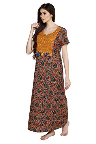 Image of Evolove Women's Cotton Long Maxi Night Gown Nighty Dress with Pocket, Super Soft Comfortable (LNG-Cotton-2)